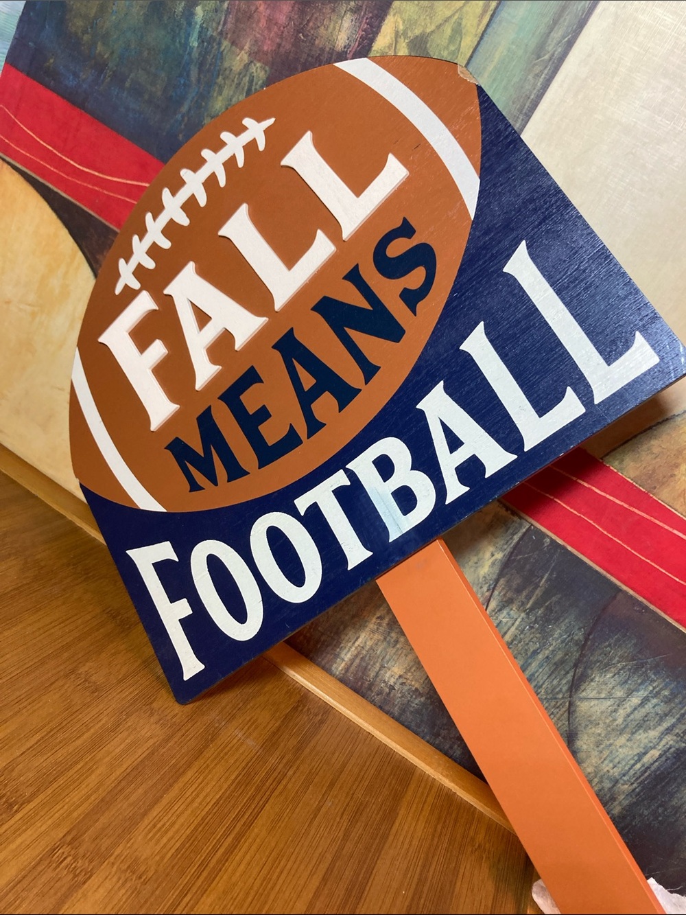 YARD STAKE 'Fall Means Football' Home Accent Sign Decor Wooden Stake